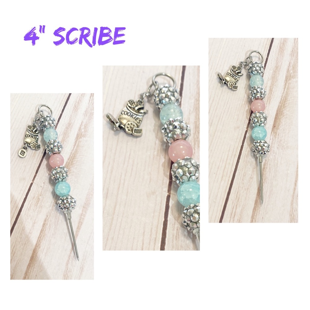 4” Cookie Scribe Crystal Aqua Blue & Pink -SOLD